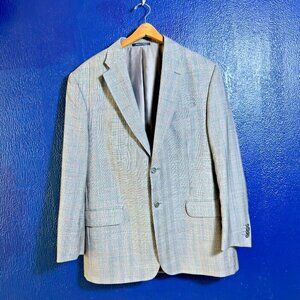 Giorgio Cavalli Men’s 46R Beige Windowpane Wool DBL Vent Blazer Italy Office